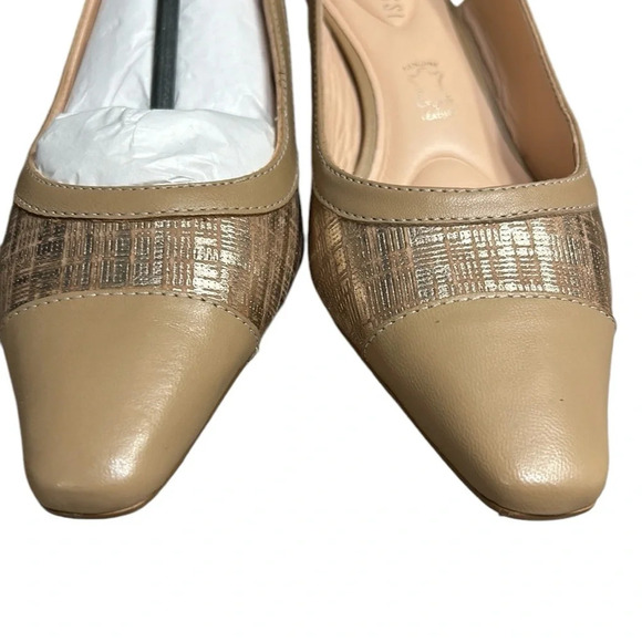 Anthropologie shoes women NEW! Slingback kitten heel Aurora warm taupe gold.7.5 - Picture 4 of 16
